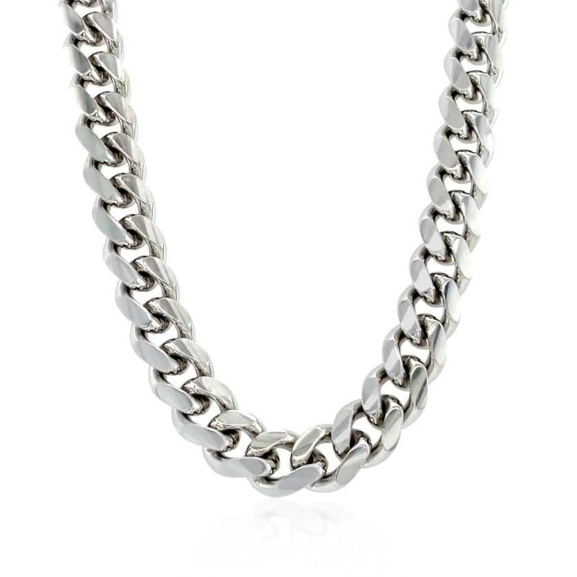 Sterling Silver Rhodium Plated Miami Cuban Chain (8.40 mm) - Image 2
