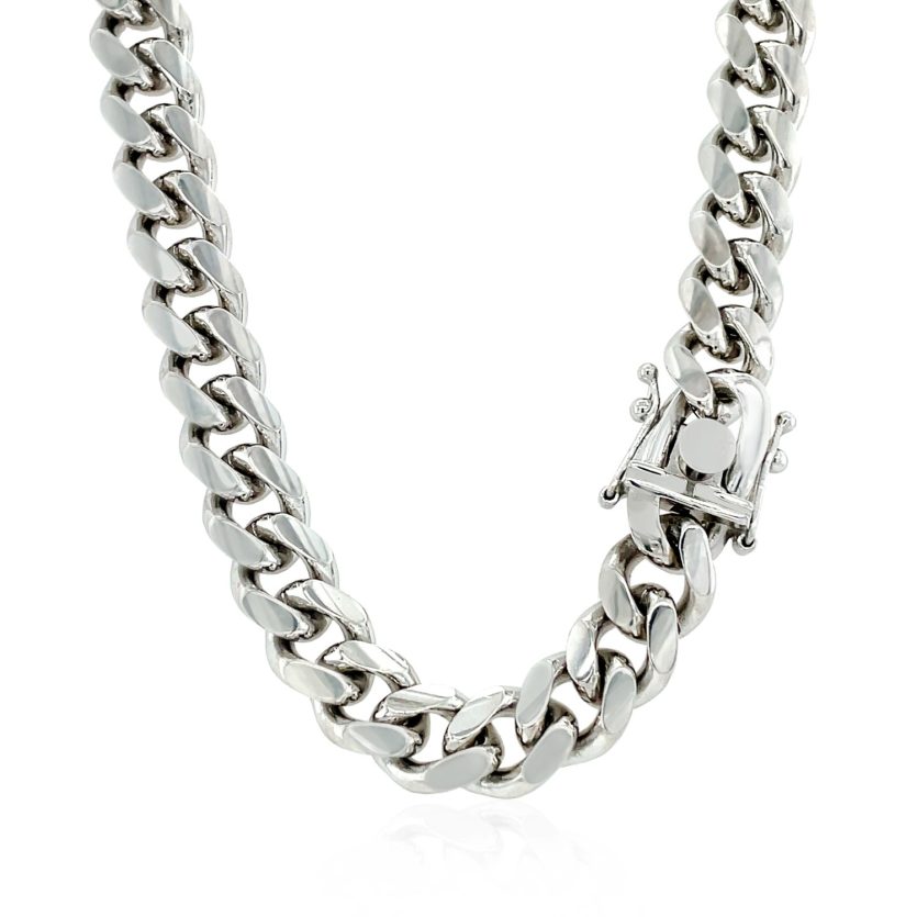 Sterling Silver Rhodium Plated Miami Cuban Chain (8.40 mm) - Image 3