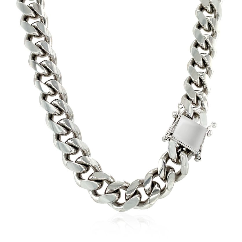 Sterling Silver Rhodium Plated Miami Cuban Chain (8.40 mm) - Image 4