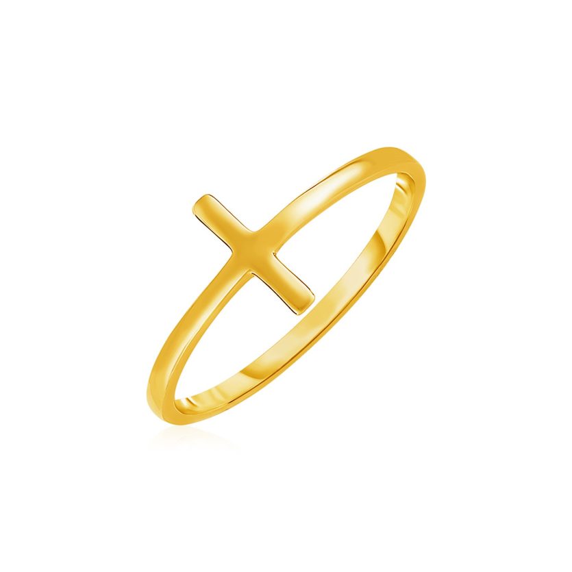 14k Yellow Gold Cross Motif Ring(1.50 mm) - Image 1