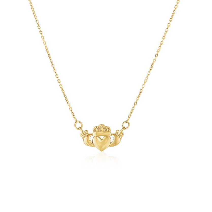14k Yellow Gold Pendant with Claddagh Symbol - Image 1