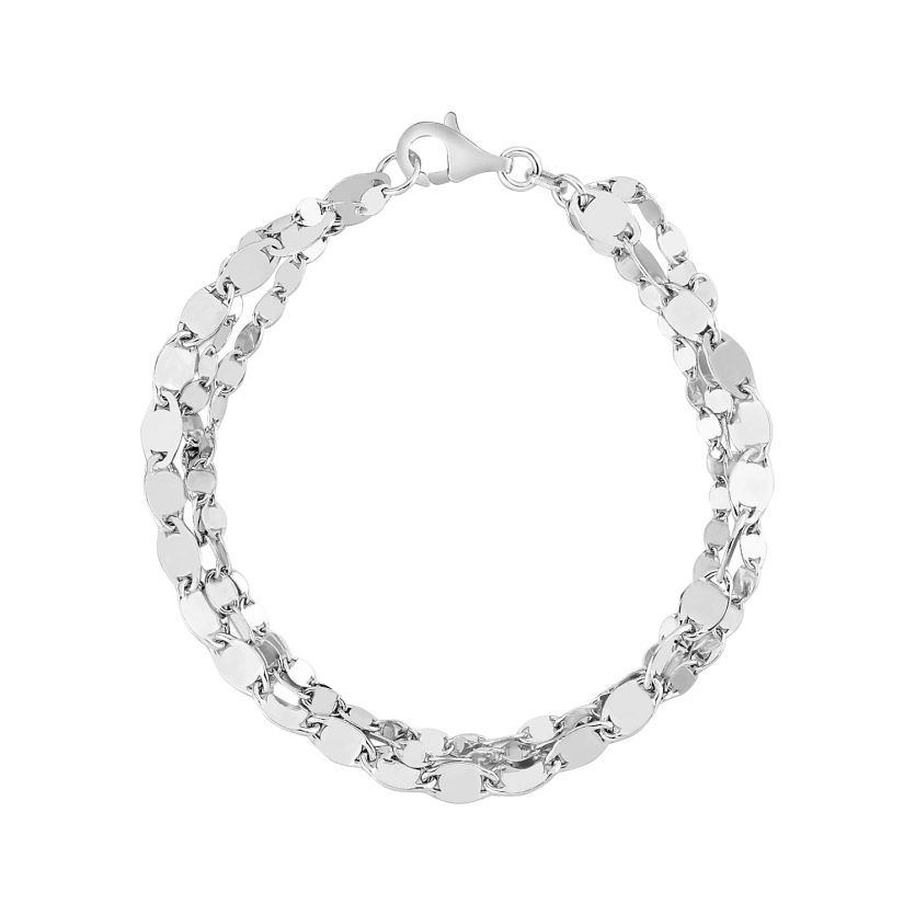 Sterling Silver Three Strand Marina Link Bracelet (4.50 mm) - Image 1