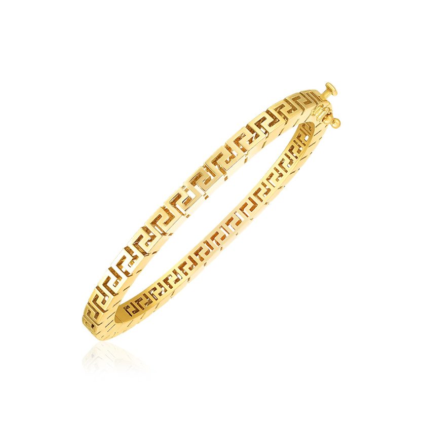 14k Yellow Gold High Polish Greek Key Bangle (4.80 mm) - Image 1