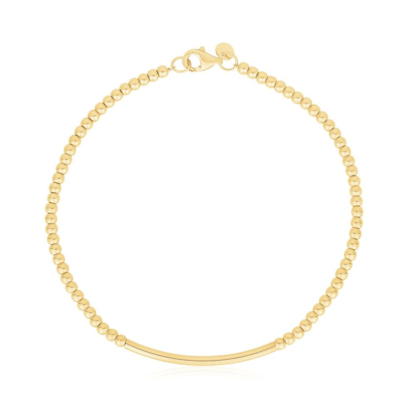 14k Yellow Gold High Polish Bead Bar Bracelet (2.50 mm) - Image 1