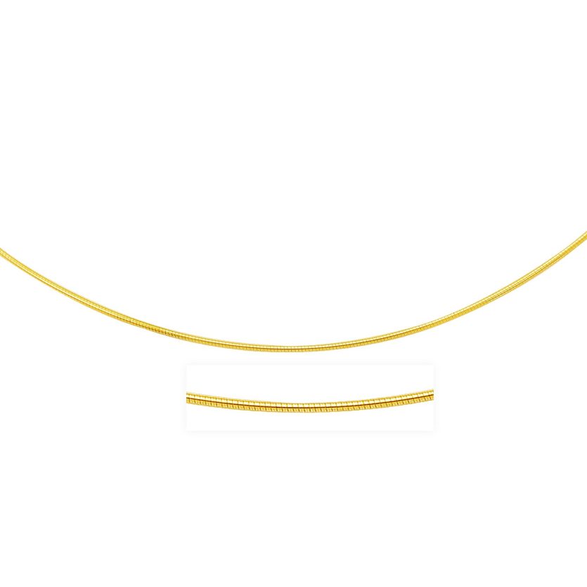 14k Yellow Gold Thin Motif Round Omega Necklace - Image 1