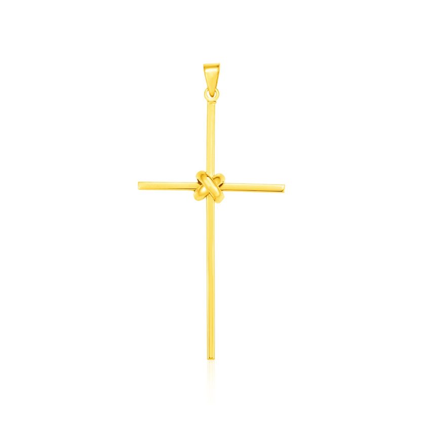 14k Yellow Gold Bar Style Cross Pendant - Image 1