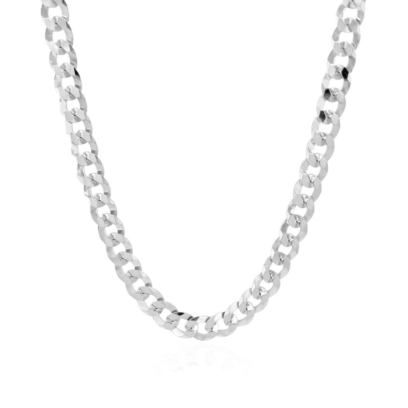 Rhodium Plated Sterling Silver Curb Style Chain (5.50 mm) - Image 2