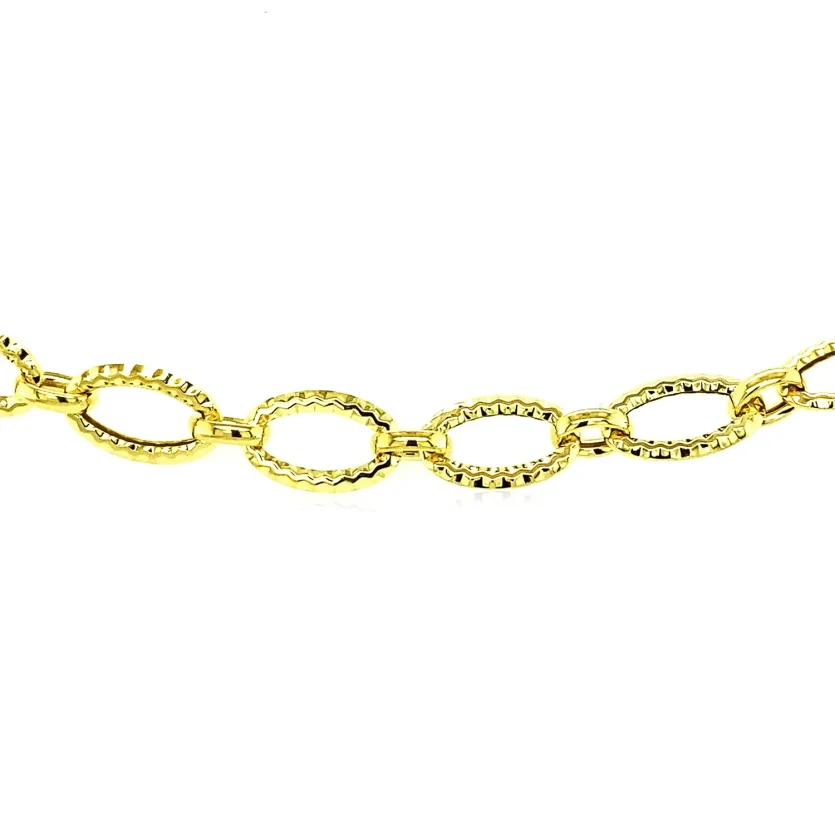 Textured Oval Link Bracelet in 14k Yellow Gold (8.60 mm) - Image 2