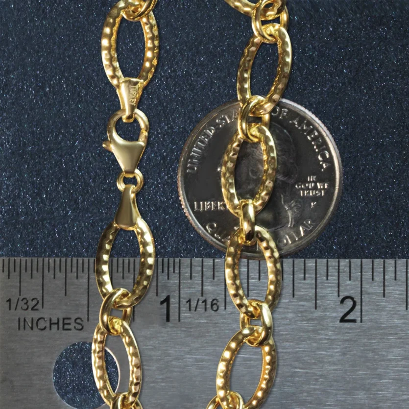 Textured Oval Link Bracelet in 14k Yellow Gold (8.60 mm) - Image 5